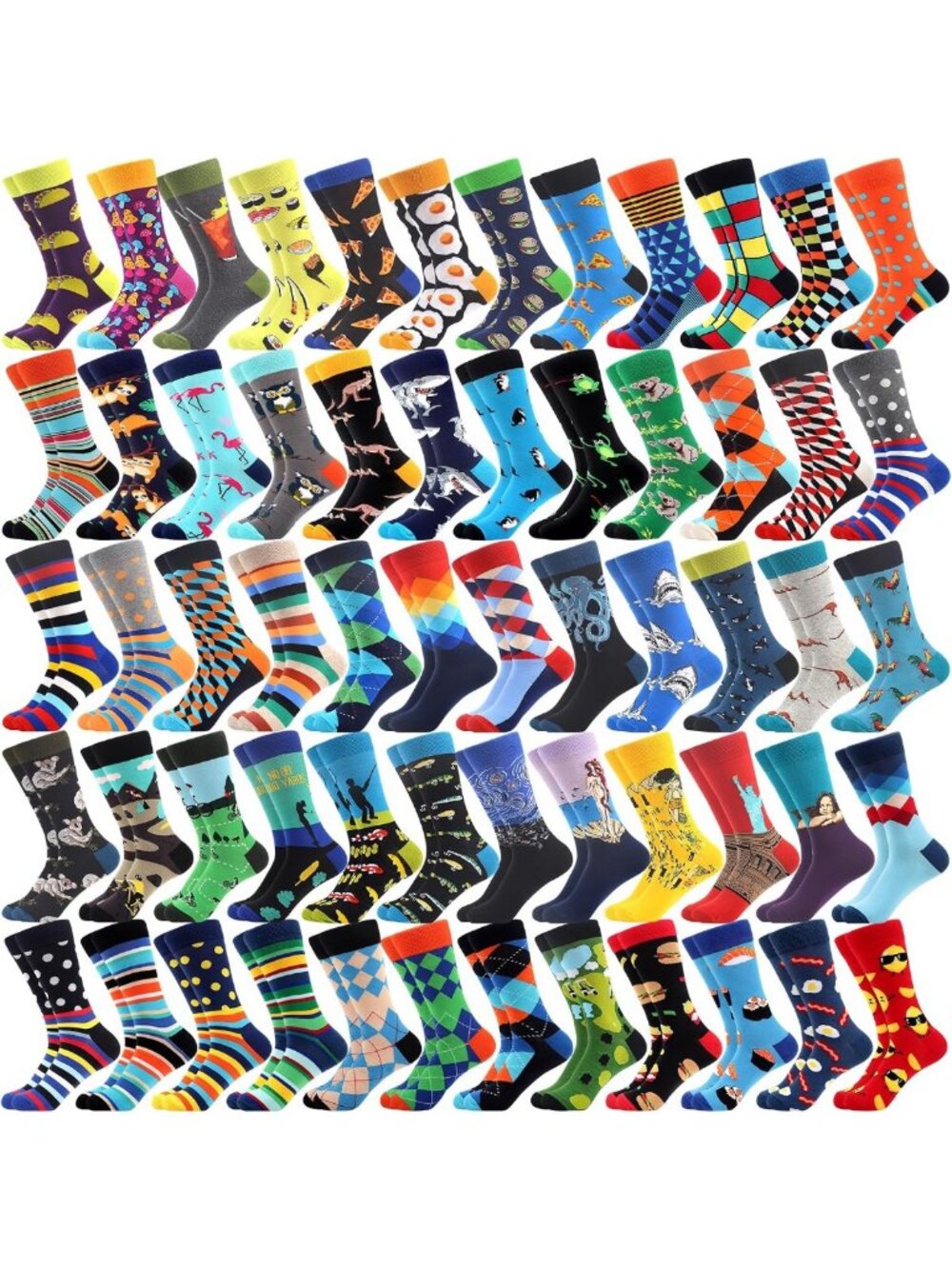 Colorful 36 Pairs Funny Random Pattern Cotton Socks - Crazy Fun Gift Idea